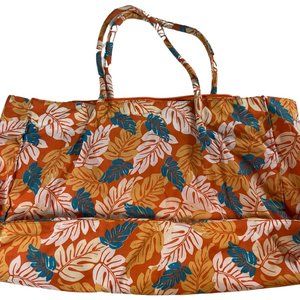 Orange Tropical Floral Print Tote Bag